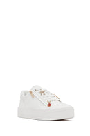 Women's White Lace-Up Thick-Soled Sneaker | Derimod