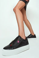 Kadın Siyah Bağcıklı Kalın Tabanlı Sneaker | Derimod