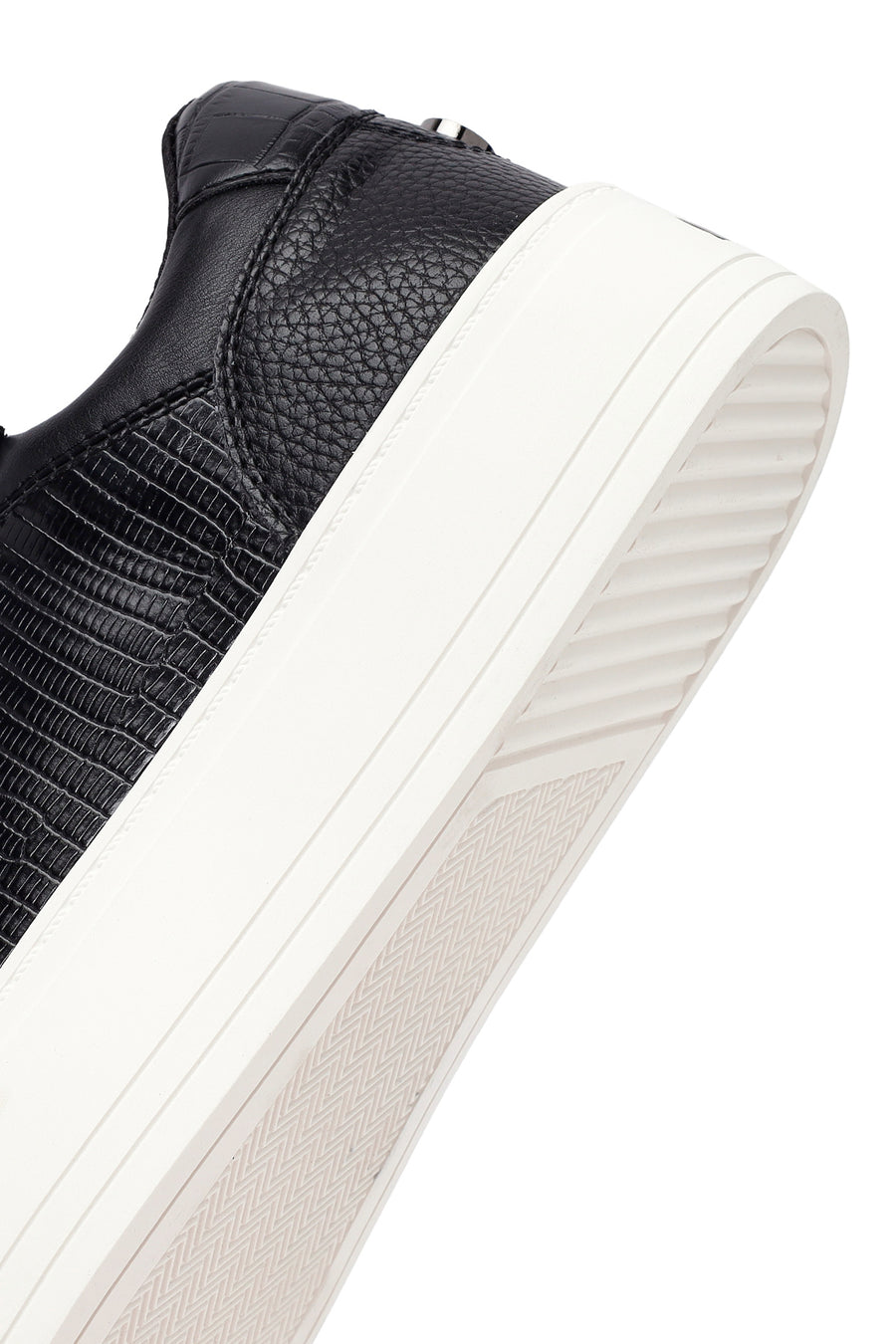 Women's Black Lace-Up Thick-Soled Sneaker