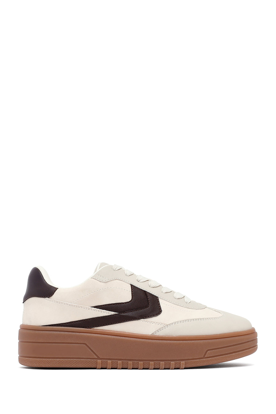 Women's Beige Lace-Up Thick-Soled Sneaker 25AFD431018 | Derimod