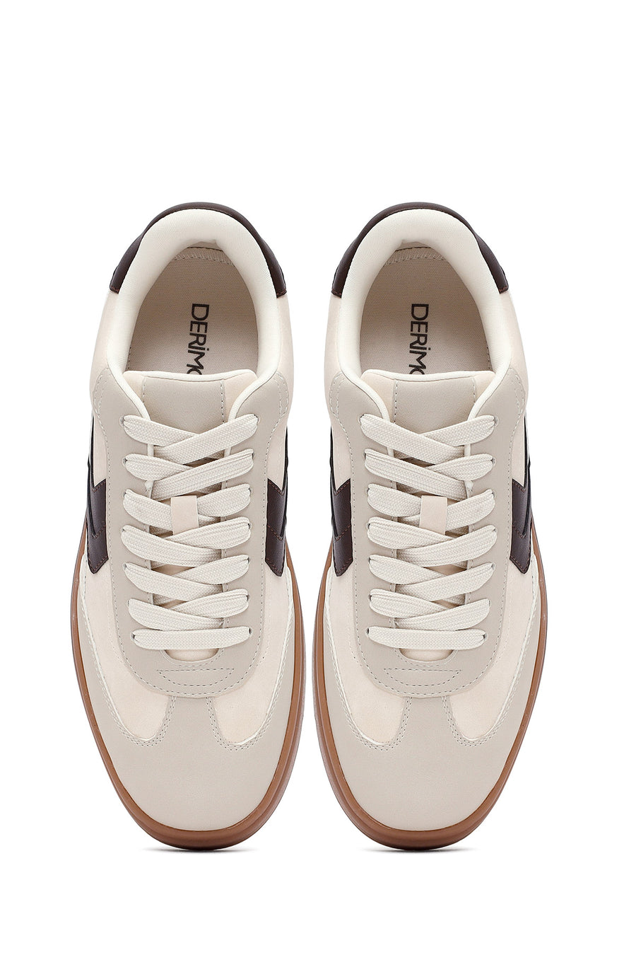 Women's Beige Lace-Up Thick-Soled Sneaker