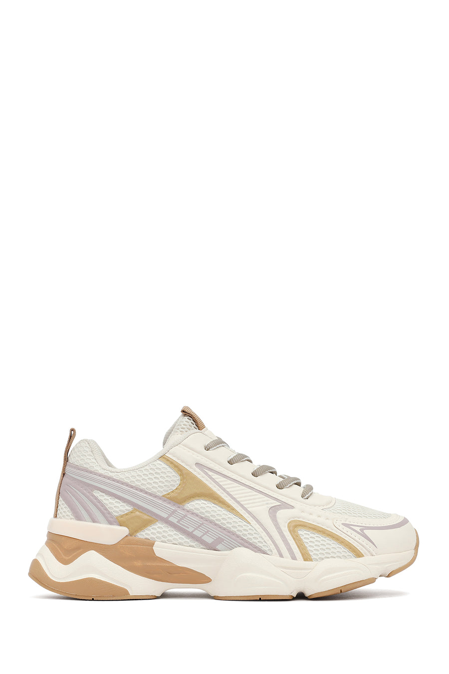 Women's Cream Lace-Up Thick-Soled Sneaker 25AFD431114 | Derimod