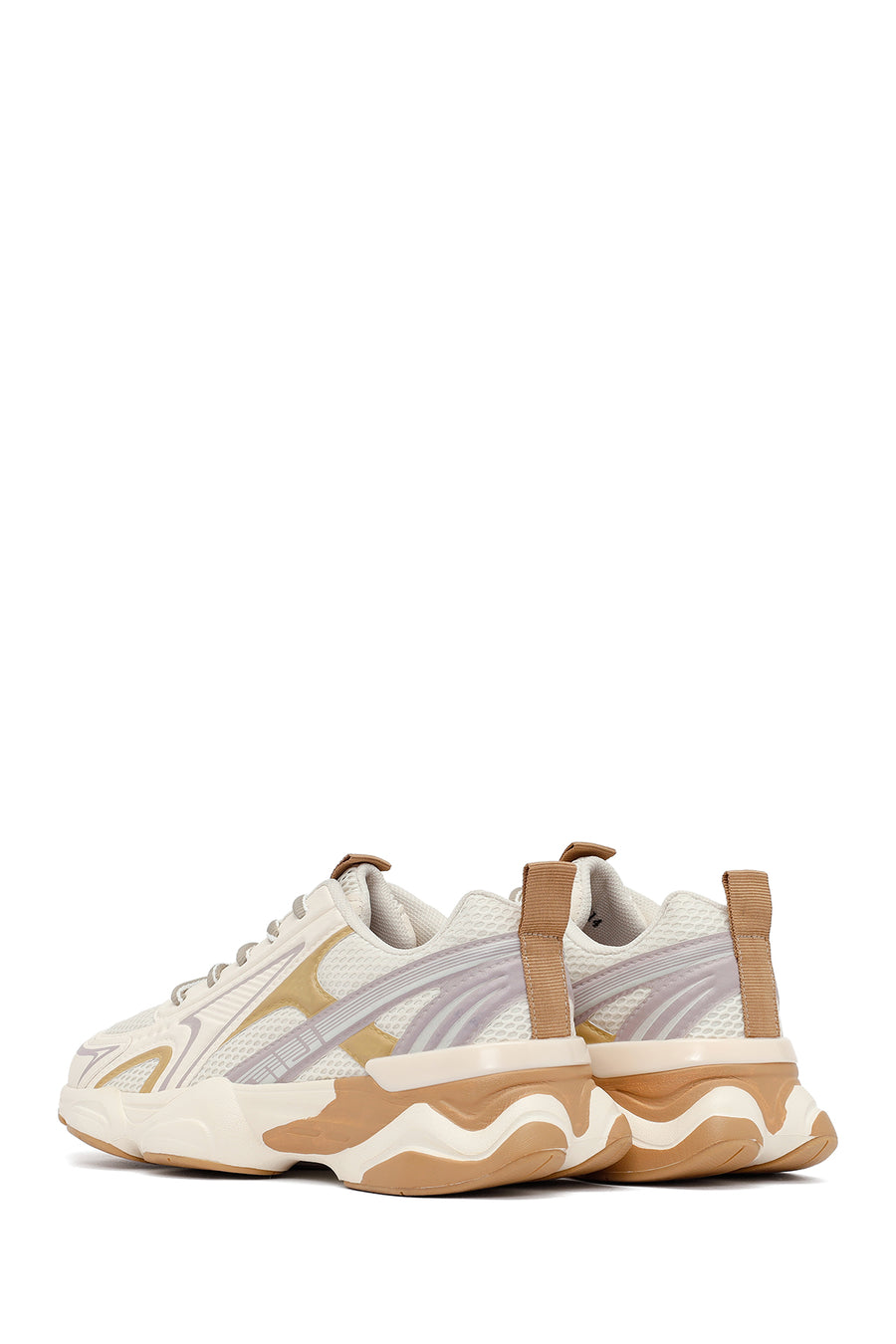 Women's Cream Lace-Up Thick-Soled Sneaker