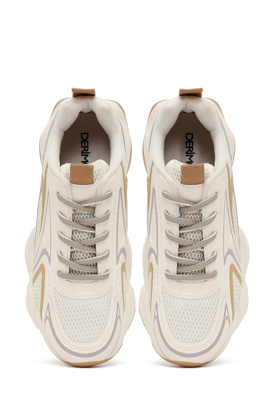 Women's Cream Lace-Up Thick-Soled Sneaker