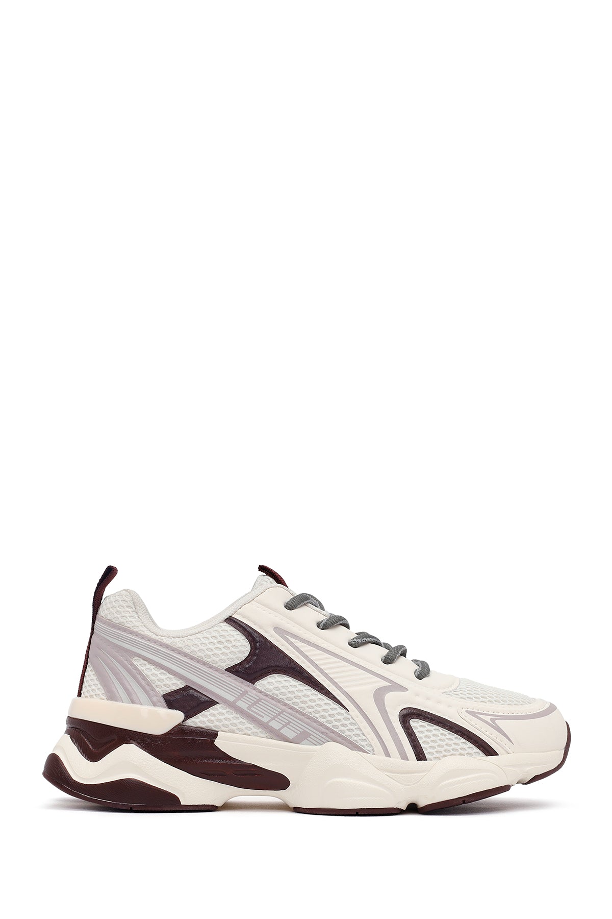 Kadın Bordo Bağcıklı Kalın Tabanlı Sneaker