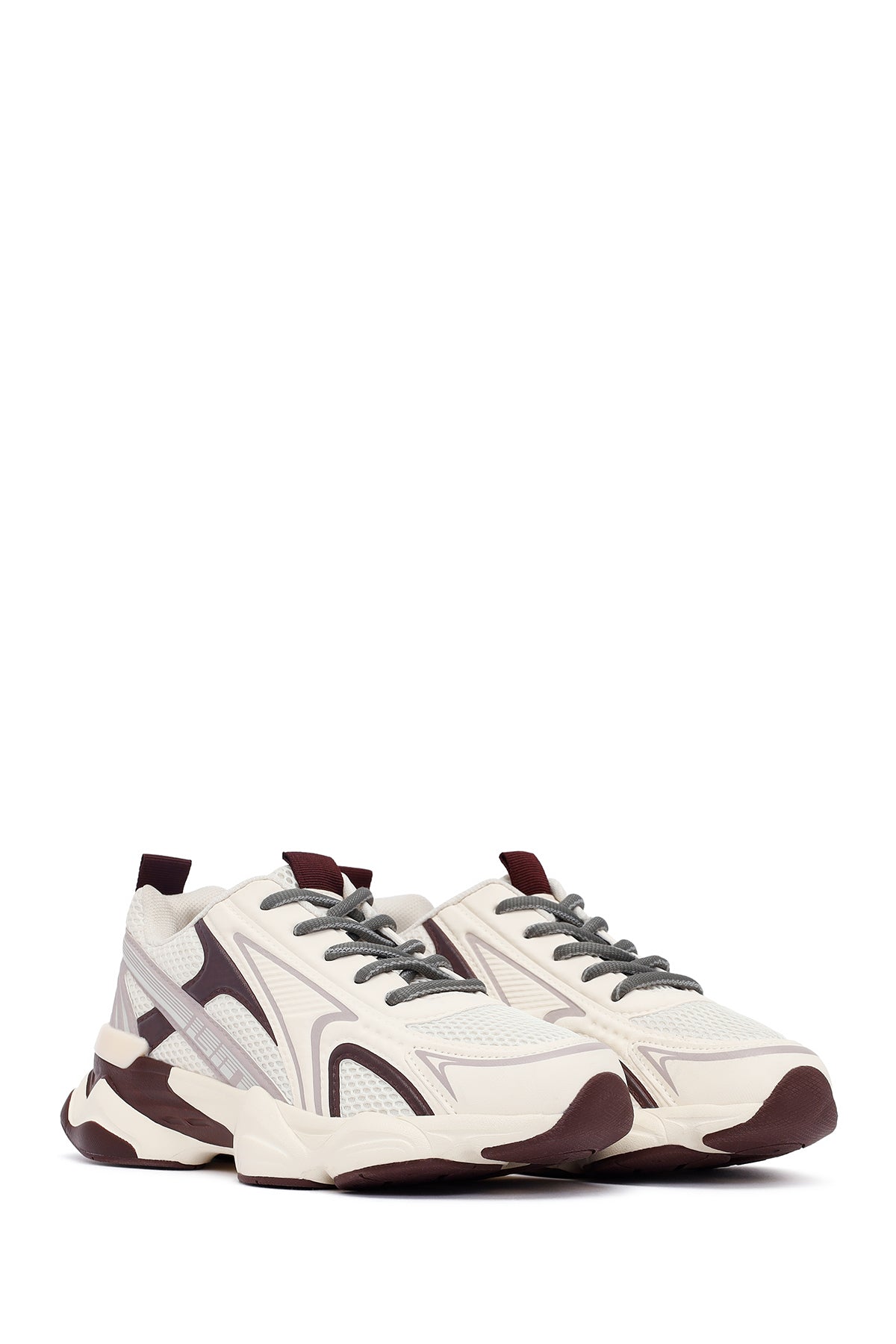 Kadın Bordo Bağcıklı Kalın Tabanlı Sneaker