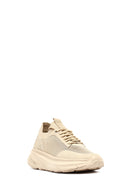 Derimod Zero Kadın Bej Bağcıklı Kalın Tabanlı Kumaş Sneaker | Derimod