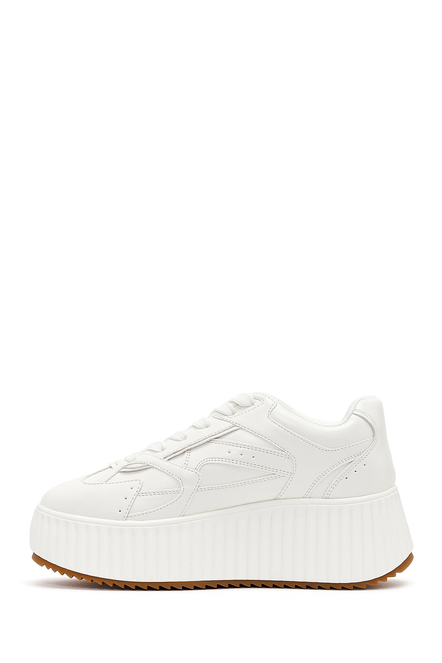 Kadın Beyaz Kalın Tabanlı Bağcıklı Sneaker