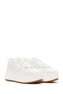 Women's White Thick-Soled Lace-Up Sneaker | Derimod