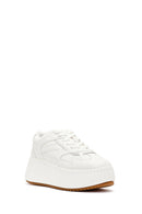 Women's White Thick-Soled Lace-Up Sneaker | Derimod