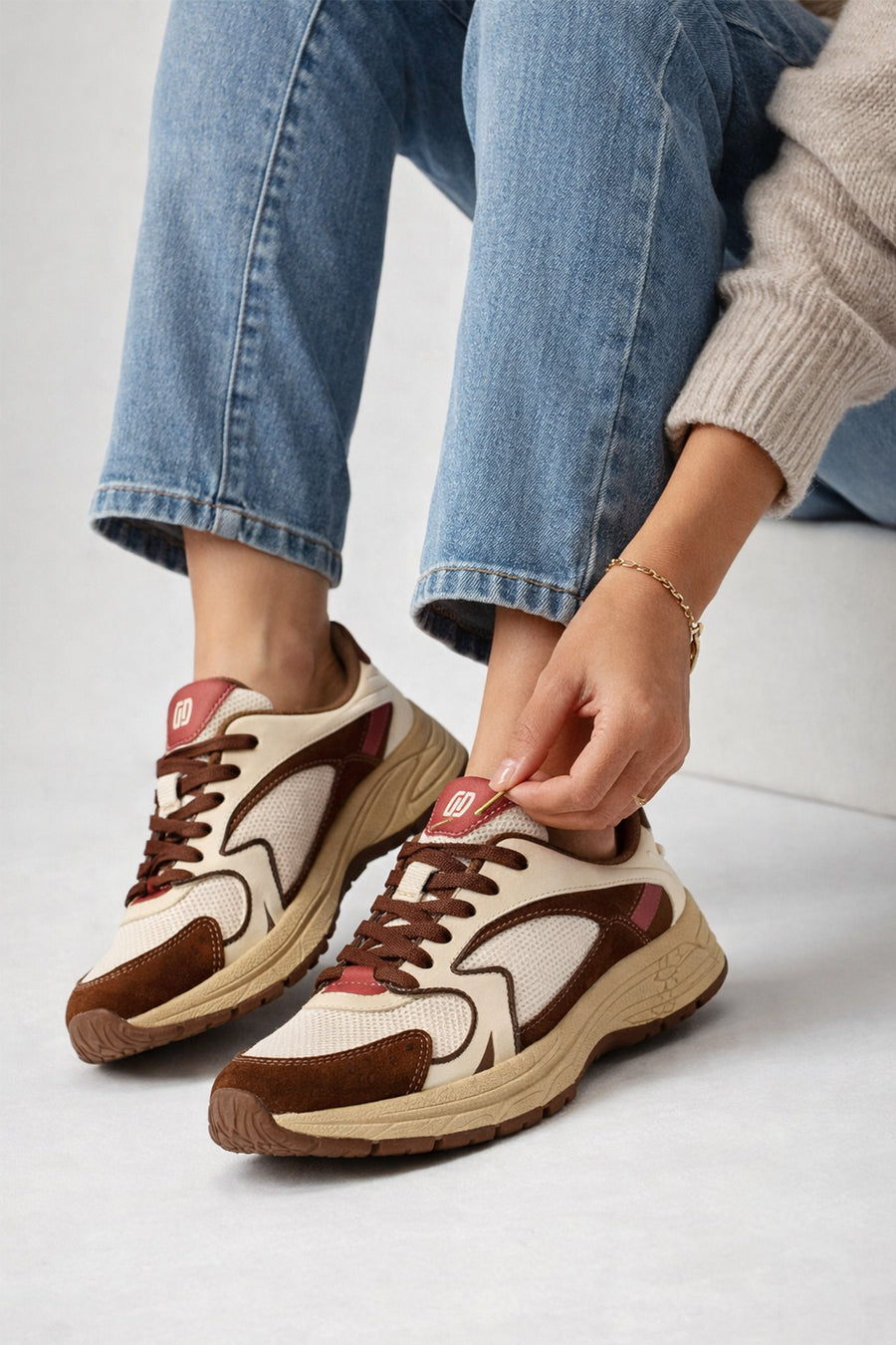 Derimod Studio Women's Beige Lace-Up Thick-Soled Sneaker