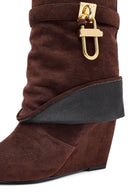 Kadın Kahverengi Dolgu Topuklu Süet Bot | Derimod