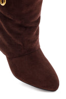 Kadın Kahverengi Dolgu Topuklu Süet Bot | Derimod