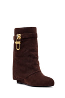 Kadın Kahverengi Dolgu Topuklu Süet Bot | Derimod