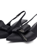 Kadın Siyah Fiyonklu Arkası Açık İnce Topuklu Ayakkabı | Derimod