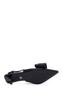 Kadın Siyah Fiyonklu Arkası Açık İnce Topuklu Ayakkabı | Derimod