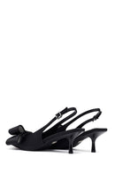 Kadın Siyah Fiyonklu Arkası Açık İnce Topuklu Ayakkabı | Derimod