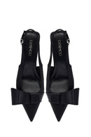 Kadın Siyah Fiyonklu Arkası Açık İnce Topuklu Ayakkabı | Derimod