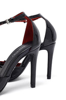 Women's Black Ankle Buckle High Thin Heel Patent Leather Stiletto | Derimod