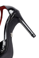 Women's Black Ankle Buckle High Thin Heel Patent Leather Stiletto | Derimod