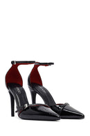 Women's Black Ankle Buckle High Thin Heel Patent Leather Stiletto | Derimod
