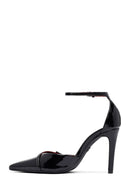 Women's Black Ankle Buckle High Thin Heel Patent Leather Stiletto | Derimod