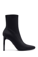 Kadın Siyah Fermuarlı Yüksek Kalın Topuklu Kumaş Bot | Derimod