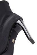 Kadın Siyah Fermuarlı Yüksek Kalın Topuklu Kumaş Bot | Derimod