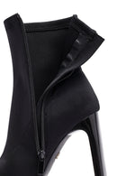 Kadın Siyah Fermuarlı Yüksek Kalın Topuklu Kumaş Bot | Derimod