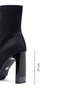 Kadın Siyah Fermuarlı Yüksek Kalın Topuklu Kumaş Bot | Derimod