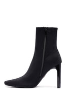 Kadın Siyah Fermuarlı Yüksek Kalın Topuklu Kumaş Bot | Derimod