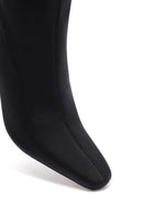 Kadın Siyah Fermuarlı Yüksek Kalın Topuklu Kumaş Bot | Derimod