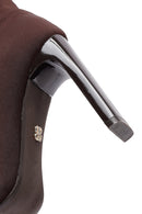 Kadın Kahverengi Fermuarlı Yüksek Kalın Topuklu Kumaş Bot | Derimod