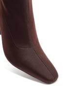 Kadın Kahverengi Fermuarlı Yüksek Kalın Topuklu Kumaş Bot | Derimod