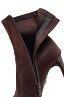 Kadın Kahverengi Fermuarlı Yüksek Kalın Topuklu Kumaş Bot | Derimod