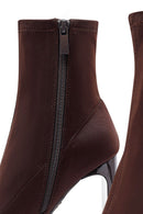 Kadın Kahverengi Fermuarlı Yüksek Kalın Topuklu Kumaş Bot | Derimod