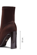 Kadın Kahverengi Fermuarlı Yüksek Kalın Topuklu Kumaş Bot | Derimod