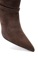 Kadın Kahverengi İnce Topuklu Süet Deri Bot | Derimod