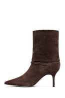 Kadın Kahverengi İnce Topuklu Süet Deri Bot | Derimod
