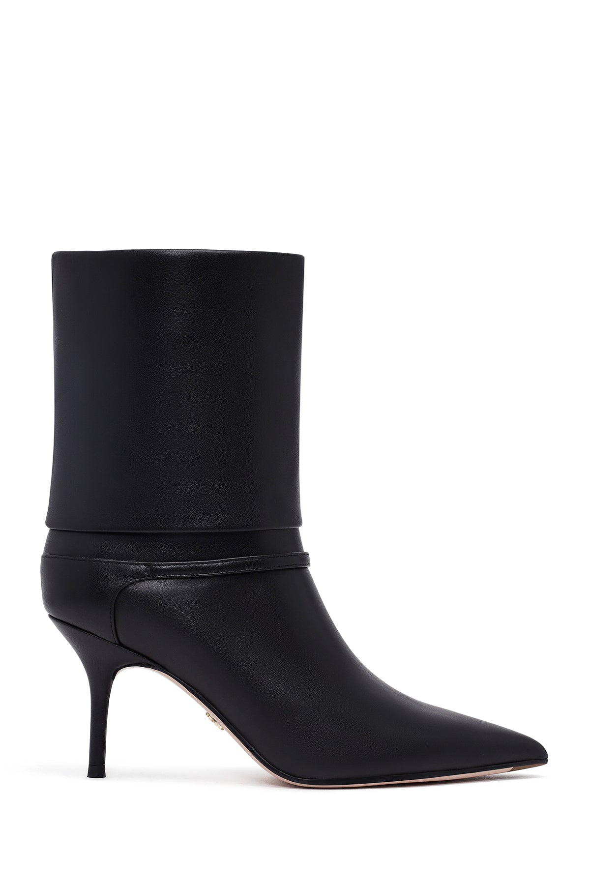 Women's Black Thin Heeled Leather Boot 25AFD490318 | Derimod