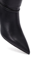 Women's Black Thin Heeled Leather Boot | Derimod