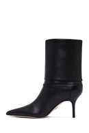Women's Black Thin Heeled Leather Boot | Derimod