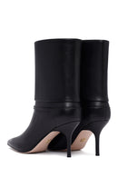 Women's Black Thin Heeled Leather Boot | Derimod