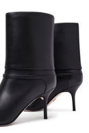 Women's Black Thin Heeled Leather Boot | Derimod