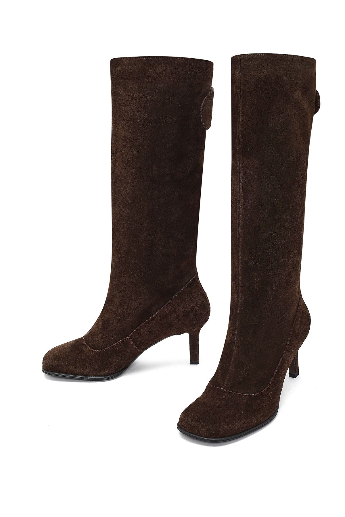 Kadın Kahverengi İnce Topuklu Süet Deri Çizme