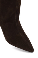 Kadın Kahverengi İnce Topuklu Süet Deri Çizme | Derimod