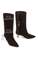 Kadın Kahverengi İnce Topuklu Süet Deri Çizme | Derimod