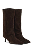 Kadın Kahverengi İnce Topuklu Süet Deri Çizme | Derimod