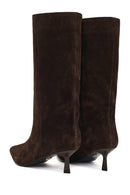 Kadın Kahverengi İnce Topuklu Süet Deri Çizme | Derimod