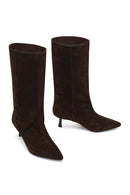 Kadın Kahverengi İnce Topuklu Süet Deri Çizme | Derimod